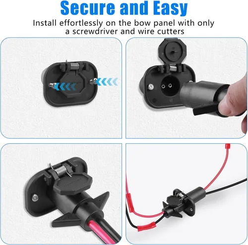 Vista 5 de Juego de enchufe y receptáculo de motor de arrastre de 12 V, calibre 8, 2 cables, impermeable, de conexión rápida, conector de motor de arrastre