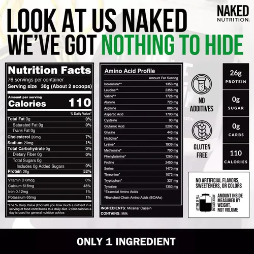 Vista 5 de NAKED Paquete de proteínas alimentadas con pasto: suero de leche sin sabor de 5LB y caseína sin sabor de 5 libras