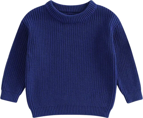 Vista 23 de Karwuiio Suéter de punto para bebé, niña, niño, cuello redondo, manga larga, sudadera para otoño e invierno A-gris