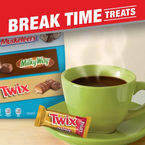 Vista 6 de Mars SNICKERS, TWIX, 3 MUSKETEERS & MILKY WAY Paquete Variado de Mini Barras de Chocolate Envueltas Individualmente, Surtido a Granel, Bolsa de 67.2