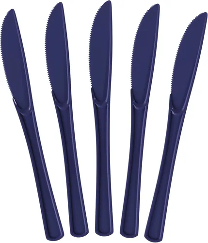Vista 17 de Exquisite Cuchillos de plástico negro, 50 piezas, cuchillos negros, utensilios desechables, juego de cubiertos de plástico resistente