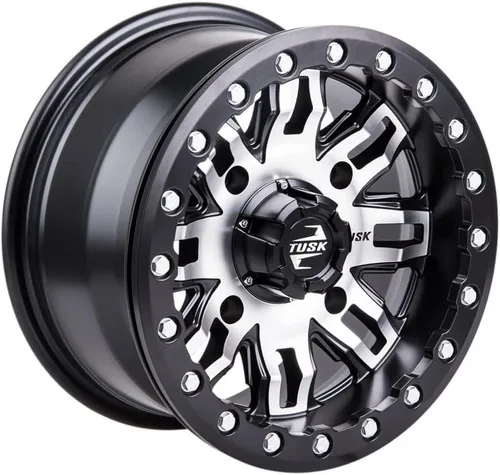 Vista 6 de Paquete de 2 ruedas Tusk Teton Beadlock 4/156 14x7 5.0 + 2.0 mecanizadas/negras para POLARIS RANGER CREW Diesel 2012-2018