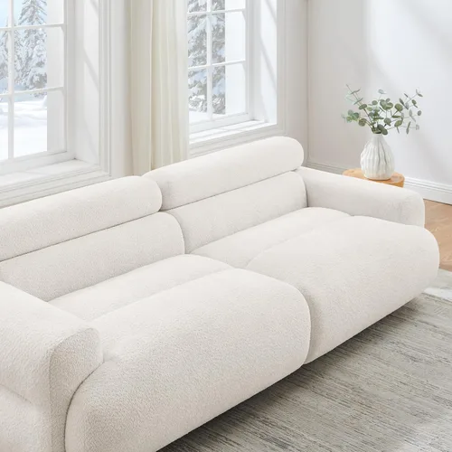 Vista 9 de VANOMi Sofá biplaza Boucle Cloud de 89 pulgadas, cómodo sofá tapizado de asiento profundo, moderno sofá de mediados de siglo para sala de estar