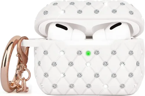 Vista 10 de Funda compatible con Apple AirPods Pro, piel auténtica y cubierta de PC, funda protectora completa con llavero, color negro