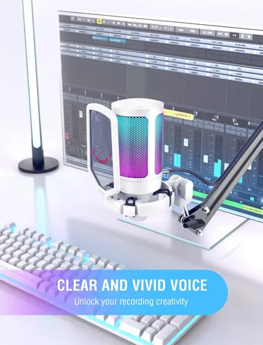 Vista 6 de FIFINE AmpliGame - Micrófono USB, grabación de juegos de PC, micrófono de computadora portátil, micrófono de condensador de podcasting