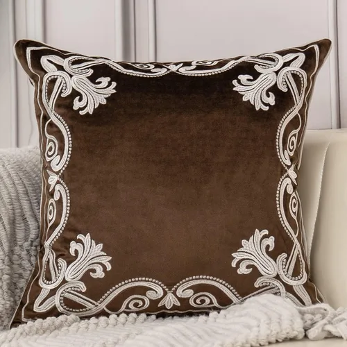 Vista 18 de Aeckself Funda de almohada floral europea de 16 x 16 pulgadas, funda de almohada decorativa bordada de terciopelo de lujo para sofá, dormitorio