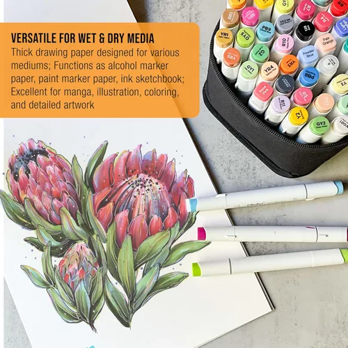 Vista 5 de U.S. Art Supply Bloc de papel marcador manga de alta calidad de 9 x 12 pulgadas (paquete de 2, 48 hojas en total) – Cuaderno de dibujo de 60 libras