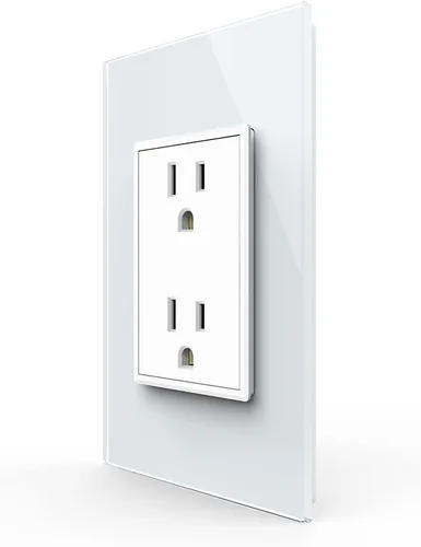 Vista 2 de LIVOLO Enchufes eléctricos verticales estándar de Estados Unidos con panel de vidrio templado (15A), CA 110 ~ 220 V, no salida GFCI