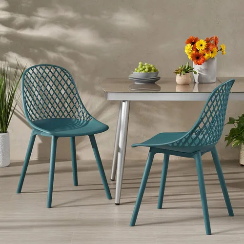 Vista 2 de Delora Silla de comedor moderna para exteriores (juego de 2), color verde
