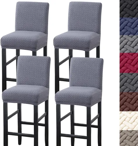 Vista 14 de HFCNMY Fundas para taburetes de bar, paquete de 2 fundas elásticas para taburetes de bar con respaldo, fundas de taburete de bar de jacquard