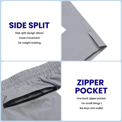 Vista 5 de COOFANDY - Paquete de 2pantalones cortos de entrenamiento para hombre, diseño con bolsillos, de secado rápido, para fisicoculturismo, levantamiento