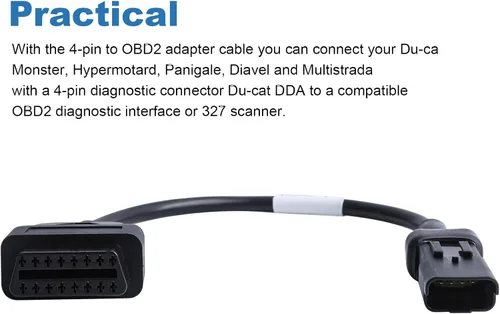 Vista 2 de Cable adaptador de 4 pines a 16 pines macho a OBD2 hembra diagnóstico de fallas de motor OBD2 y detector se adapta a Du-ca-ti Dduu-CAA-ttii Motorcy