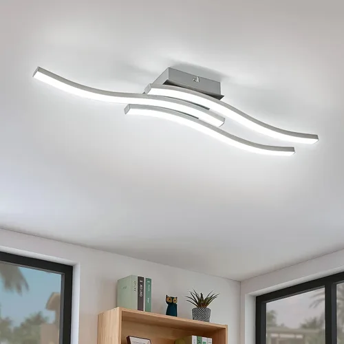 Vista 9 de EDISLIVE Moderna lámpara de techo LED regulable curva, 2 luces de 22.5 pulgadas, lámpara de techo minimalista LED empotrada para dormitorio