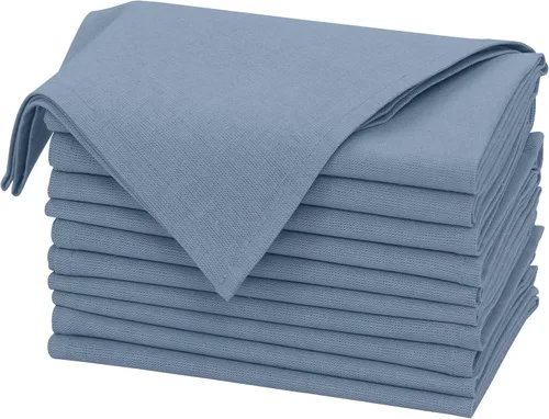 Vista 43 de Ruvanti Juego de 6 Servilletas de Lino, Servilletas de Tela de 18x18 pulgadas, Servilletas de Tela de Mezcla de Algodón y Lino Lavables, Suaves Negro