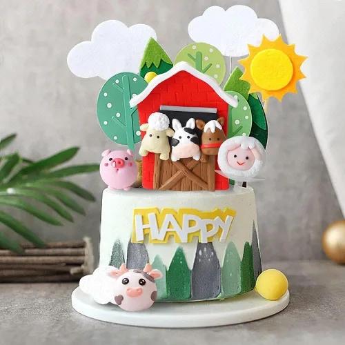 Vista 6 de JeVenis Little Farm - Juego de decoración de tartas de animales de granja, ovejas, vacas, cerdos para baby shower y fiestas de cumpleaños