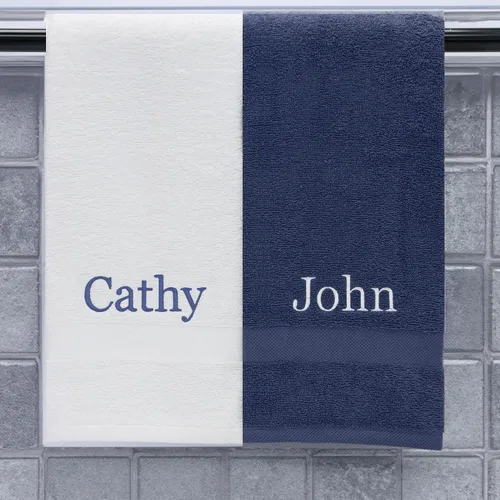 Vista 5 de Toallas de baño suaves bordadas personalizadas, juego de 2 toallas decorativas para baño, gimnasio, sauna, ducha, spa, piscina y dormitorio