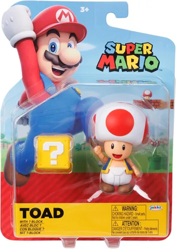 Vista 6 de Super Mario Figuras de acción de 4 pulgadas, sapo rojo con bloque de preguntas