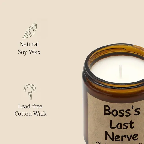 Vista 2 de Lihome Regalos de Jefe para Mujeres y Hombres - Divertidos Regalos para el Día del Jefe, Colaborador, Empleado, Vela Perfumada con Aroma a Vainilla