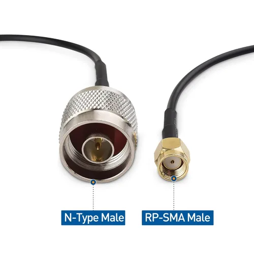 Vista 3 de Cable Matters Adaptador de cable coaxial RP-SMA macho a macho tipo N de 3 pies en negro