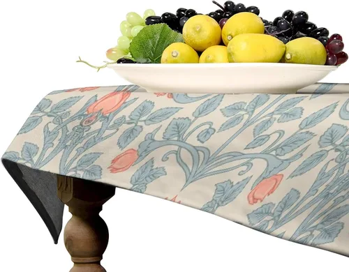 Vista 49 de Mantel Floral Retro de Pájaros, Diseño Original Bohemio William Morris Estampado Cubierta de Mesa para Hogar Picnic Fiesta Comedor Cocina William