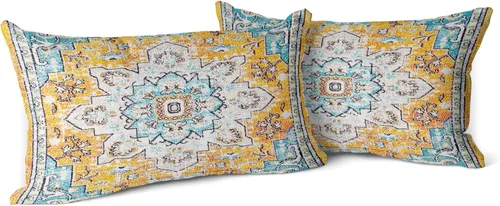Vista 13 de Snycler Fundas de almohada boho 16x16 pulgadas juego de 2, almohadas de estilo boho para sofá en azul marino, rojo, geométrico, floral, decorativas
