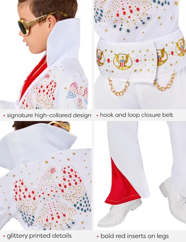 Vista 5 de Rubies Elvis Presley: Disfraz de Elvis Presley para niños, talla M