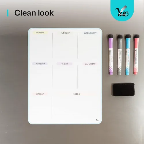 Vista 6 de Calendario magnético de borrado en seco de 13 x 10 pulgadas, pizarra blanca para refrigerador
