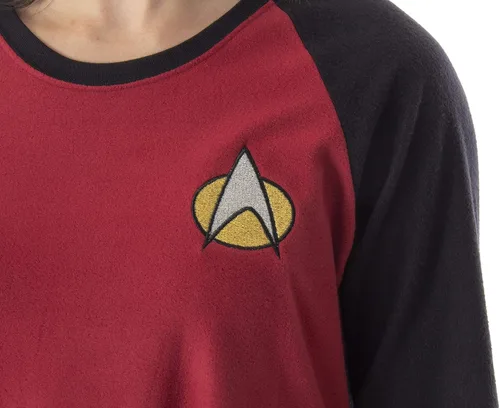 Vista 2 de INTIMO Star Trek Next Generation - Camisón de pijama para mujer con diseño de cuadros raglán Rojo