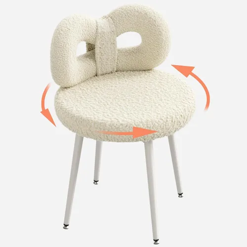 Vista 11 de ROOMTEC Silla de tocador con respaldo, silla giratoria para maquillaje con patas tapizadas y de metal dorado para dormitorio y sala de estar