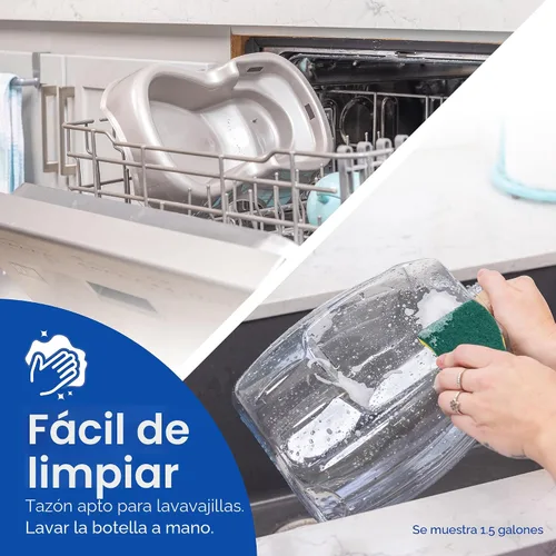 Vista 4 de Petmate Pet Cafe Dispensador de agua por gravedad para gatos y perros, cuenco de agua para gatos y perros, fabricado en Estados Unidos, 0.75 AZUL