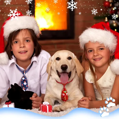 Vista 6 de Frienda Corbatas de Navidad para perros, 6 piezas ajustables para mascotas, corbatas de Navidad para cachorros para festivales de Navidad
