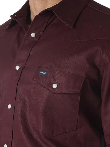 Vista 3 de Wrangler Men's Cowboy Cut Western Long Sleeve Snap Work Shirt Firm Finish