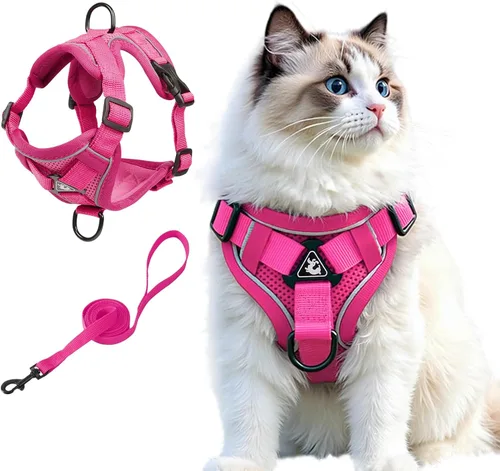 Vista 15 de Skmeditec Juego de arnés y correa para gato: chaleco a prueba de fugas mejorado con correa para gatos grandes, perros pequeños y cachorros, chaqueta