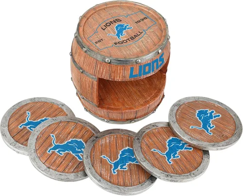 Vista 3 de FOCO NFL Team Logo 5-Pack Barrel Beverage Drink Coaster Set