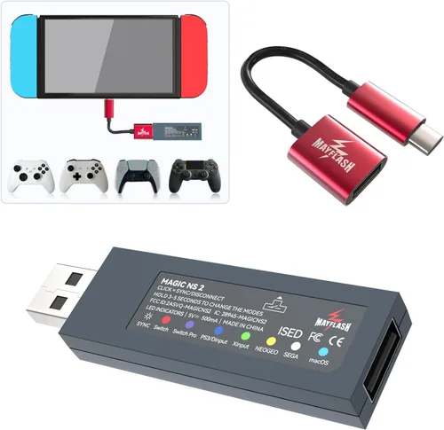 Vista 4 de MAYFLASH Magic NS 2 Wireless Bluetooth USB Adapter Compatible with SwitchSwitch 2, Steam Deck, Windows, Raspberry Pi, Xbox Series X & S Bluetooth