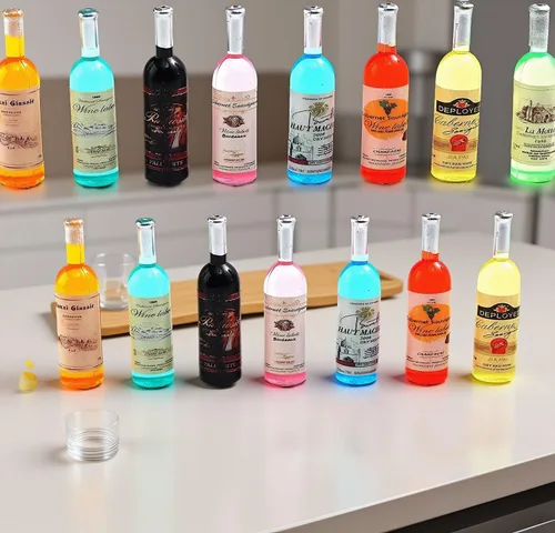 Vista 5 de Miniaturas de casa de muñecas a escala 1:12, botellas de alcohol para casa de muñecas, accesorios de cocina, mini comida en miniatura, accesorios