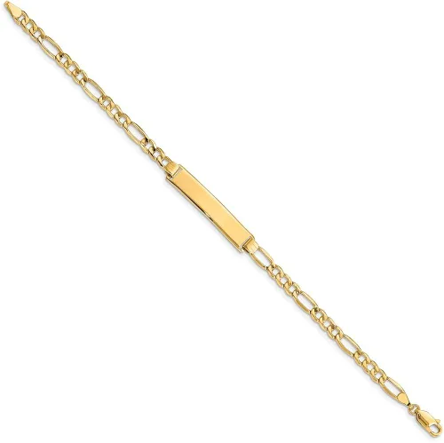 Vista 2 de FB Jewels Pulsera de identificación de oro amarillo sólido de 14 quilates Oro