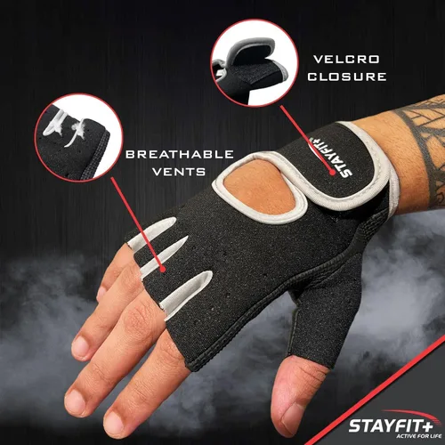 Vista 3 de Stayfit Fitness Workout Gloves for Women and Men. Training Gloves with Wrist Support for Fitness and Exercise, Weight Lifting, Gym, and Training.