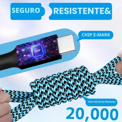 Vista 6 de Cable divisor USB C multi carga para múltiples dispositivos, cable de carga rápido 4 en 1, cable de carga de teléfono USB C trenzado con 4