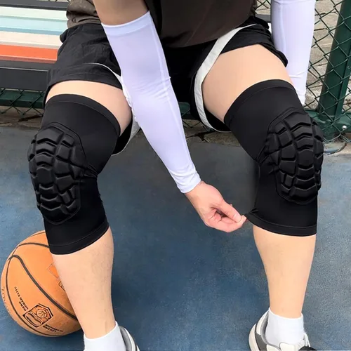 Vista 4 de Rodilleras de lucha libre para niños, jóvenes y adultos, manga de compresión de rodilla para baloncesto, voleibol, fútbol americano, 1 par