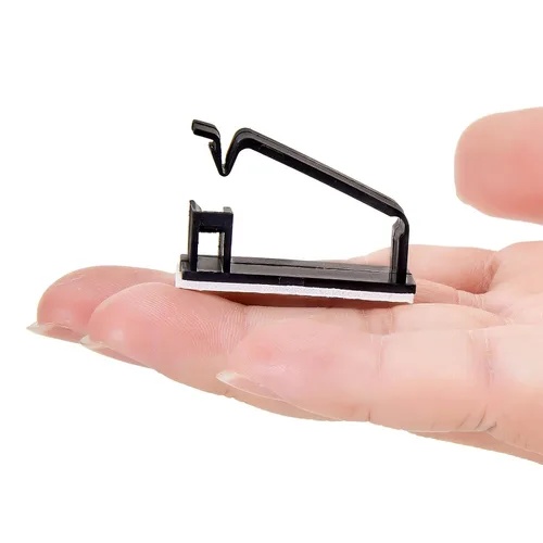 Vista 3 de 50 clips autoadhesivos para organizar cables, organizadores de cables, soportes para cables para PC, laptop, cable Ethernet, escritorio, oficina