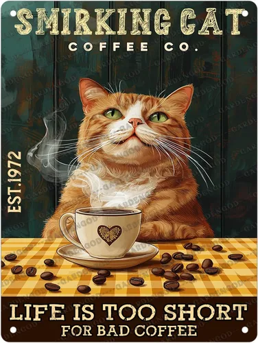 Vista 33 de Cartel de metal de café con diseño de perro y cafetería, diseño de pastor australiano, decoración de pared, 12 x 8 pulgadas