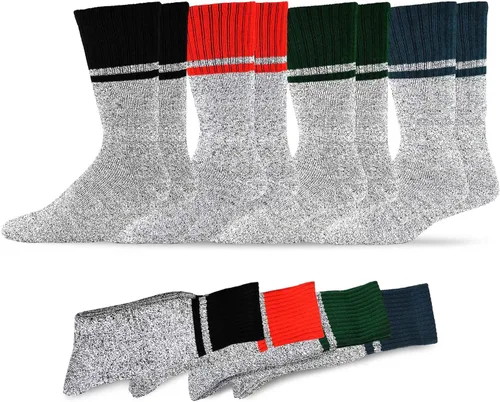 Vista 11 de Calcetines térmicos de invierno de algodón reciclado de peso pesado respetuoso del medio ambiente Multi par para mujeres y hombres 2 pares-camuflaje