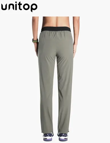 Vista 4 de unitop Pantalones de mujer de secado rápido cintura elástica con cordón de entrenamiento pantalones de senderismo