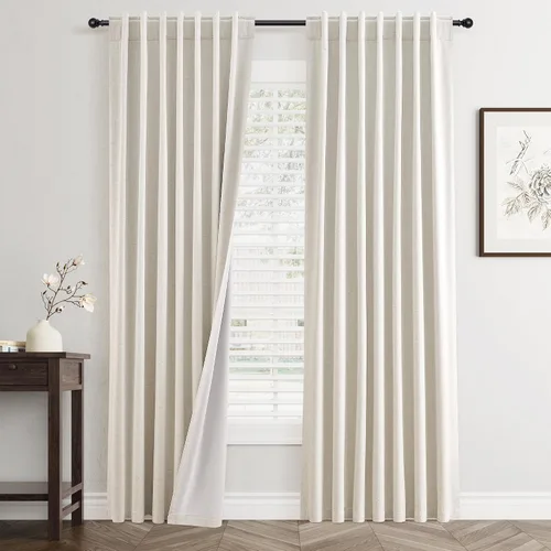 Vista 20 de Jowels - Cortinas opacas con pestaña trasera color beige cálido de 84 pulgadas de largo, 2 paneles para sala de estar y dormitorio, color beige