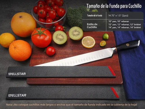 Vista 9 de WELLSTAR Juego de protectores de borde de cuchillo, 2 fundas universales de hoja de 14 pulgadas, sin BPA, fundas protectoras de hoja larga de ABS