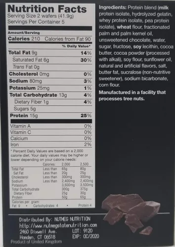 Vista 2 de Proti Fit Barra de oblea alta en proteínas, chocolate (5 porciones/caja), sin grasas trans, sin aspartamo, sin colesterol