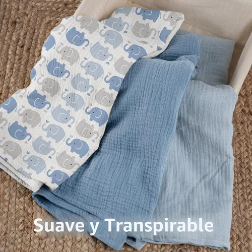 Vista 6 de GLLQUEN BABY Mantas de muselina para envolver al bebé, paquete de 3 mantas de recepción para niños y niñas recién nacidos, manta para envolver al