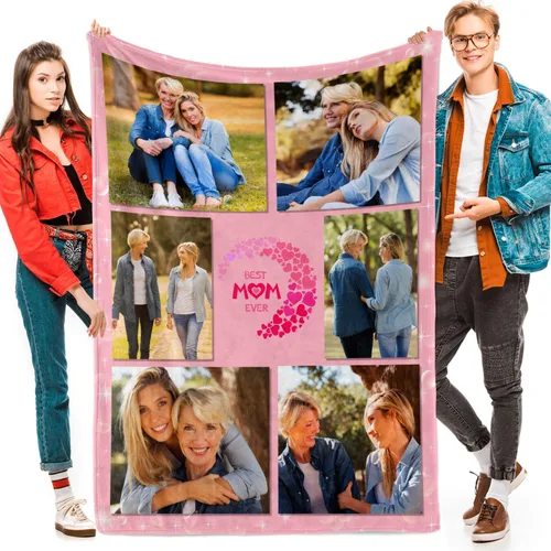 Vista 19 de Manta personalizada con fotos, texto, fotos personalizadas, regalos del día de San Valentín para mamá, papá, pareja, esposa, marido, novia, novio
