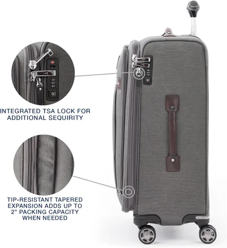 Vista 4 de Travelpro Platinum Elite-Softside - Maletas expansible con ruedas giratorias, Gris Vintage), 409186505